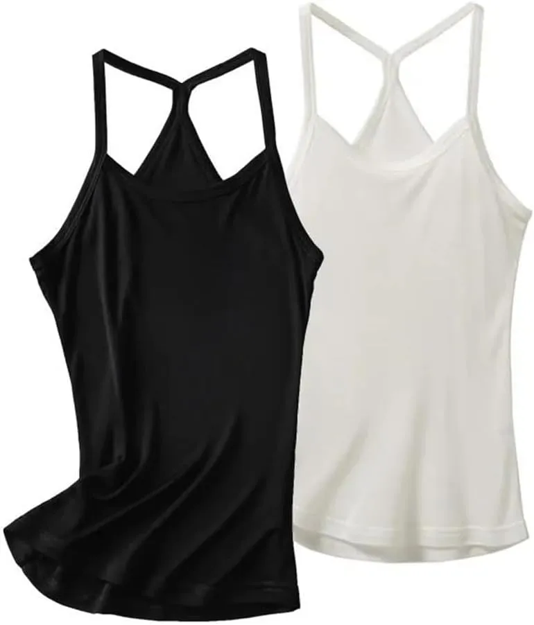 Women Silk Camisole Sleeveless Solid Black White Camis Summer Elegant Vest