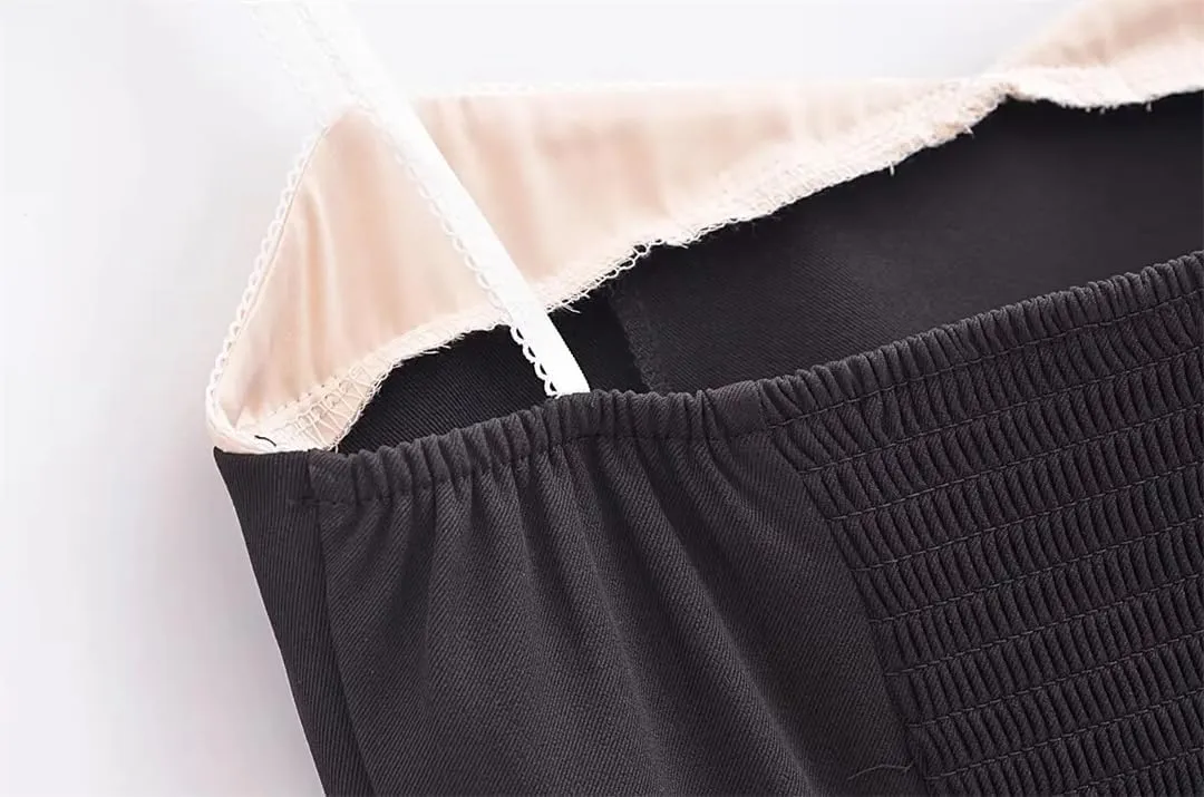 Women Spaghetti Straps Camisole Summer Crop Top Elegant Patchwork Cami Slim Tank Tops