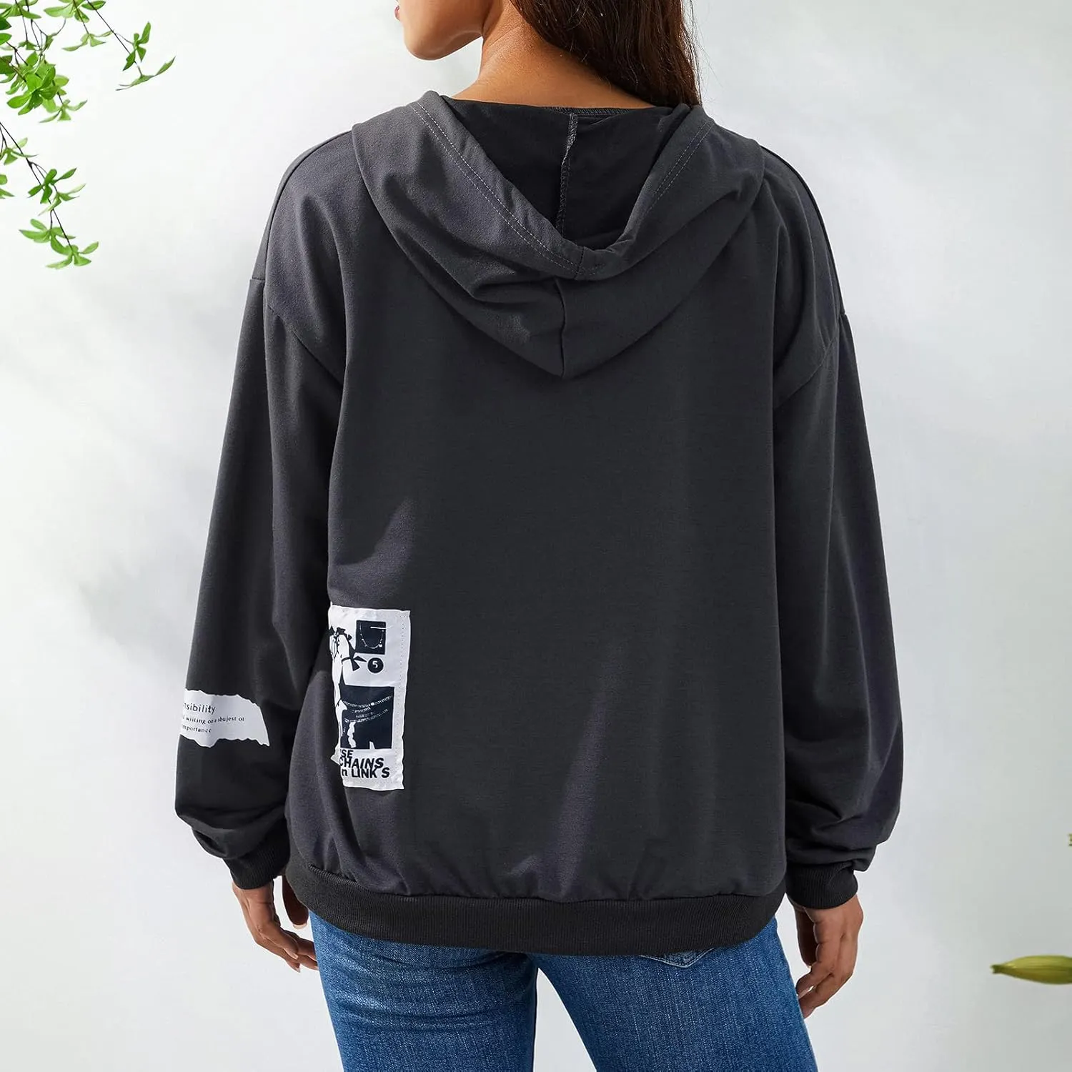 Women Zip Up Hoodie Gothic Graphic Long Sleeve Oversized Hooded Sweatshirt Hip Hop Harajuku Jackets with Pocket