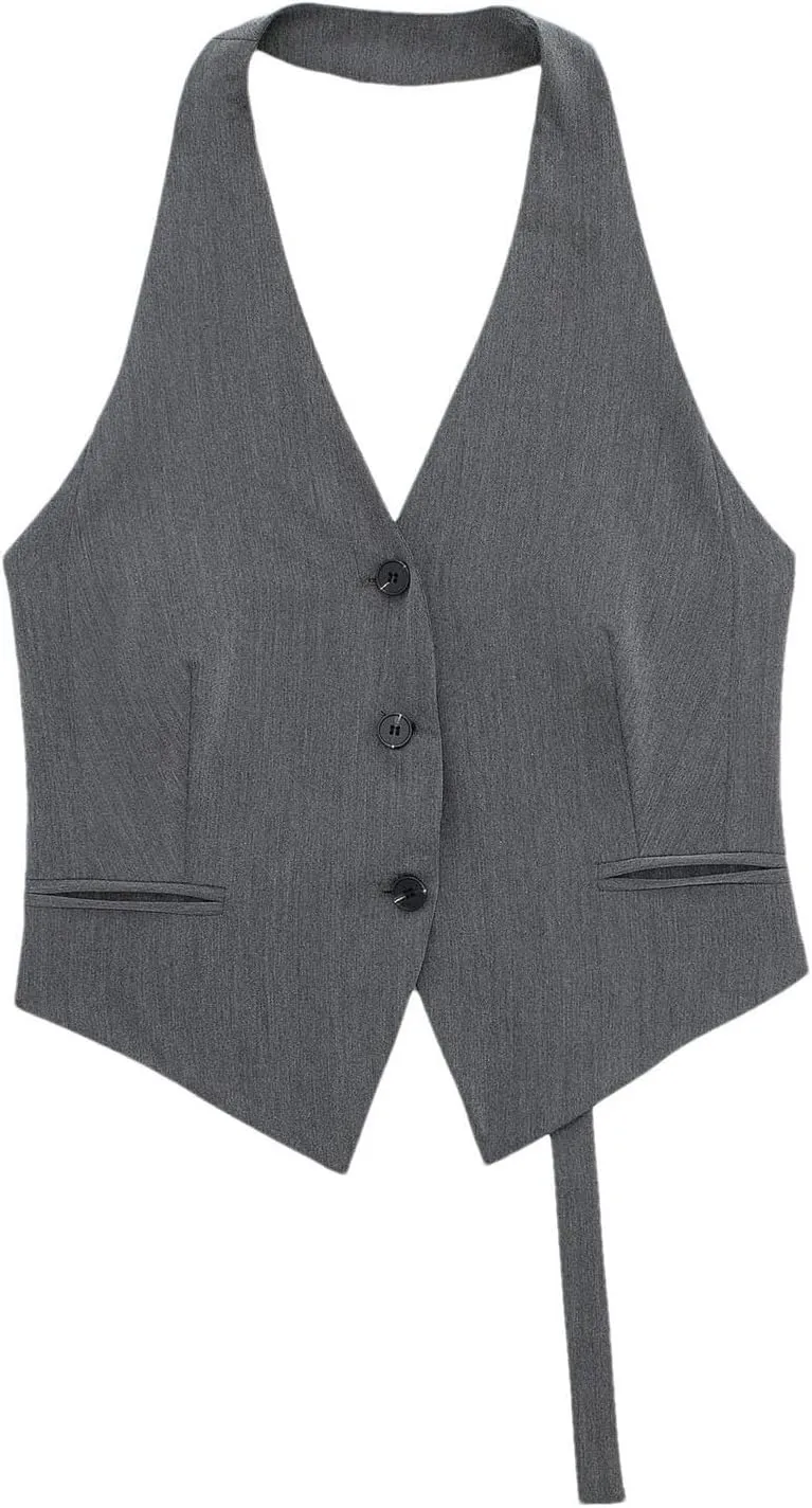 Women's Chic Backless Camisole Vest Sleeveless Casual Waistcoat Tops