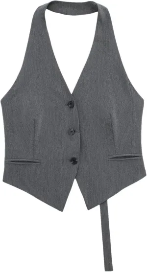 Women's Chic Backless Camisole Vest Sleeveless Casual Waistcoat Tops