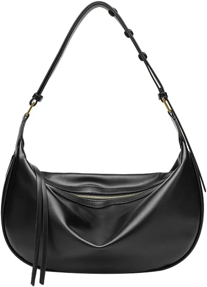 Womens Crescent Shoulder Bag Handbag Simple Vegan Leather Fashionable Designer Underarm Hobo Bag Purse
