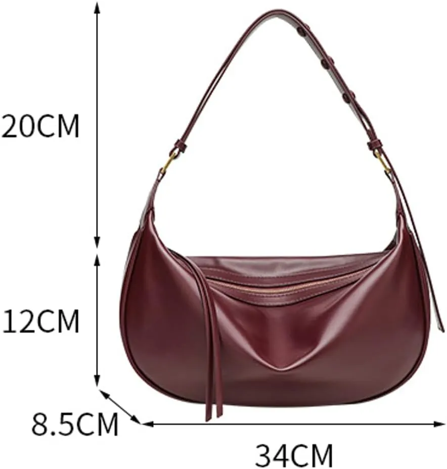 Womens Crescent Shoulder Bag Handbag Simple Vegan Leather Fashionable Designer Underarm Hobo Bag Purse