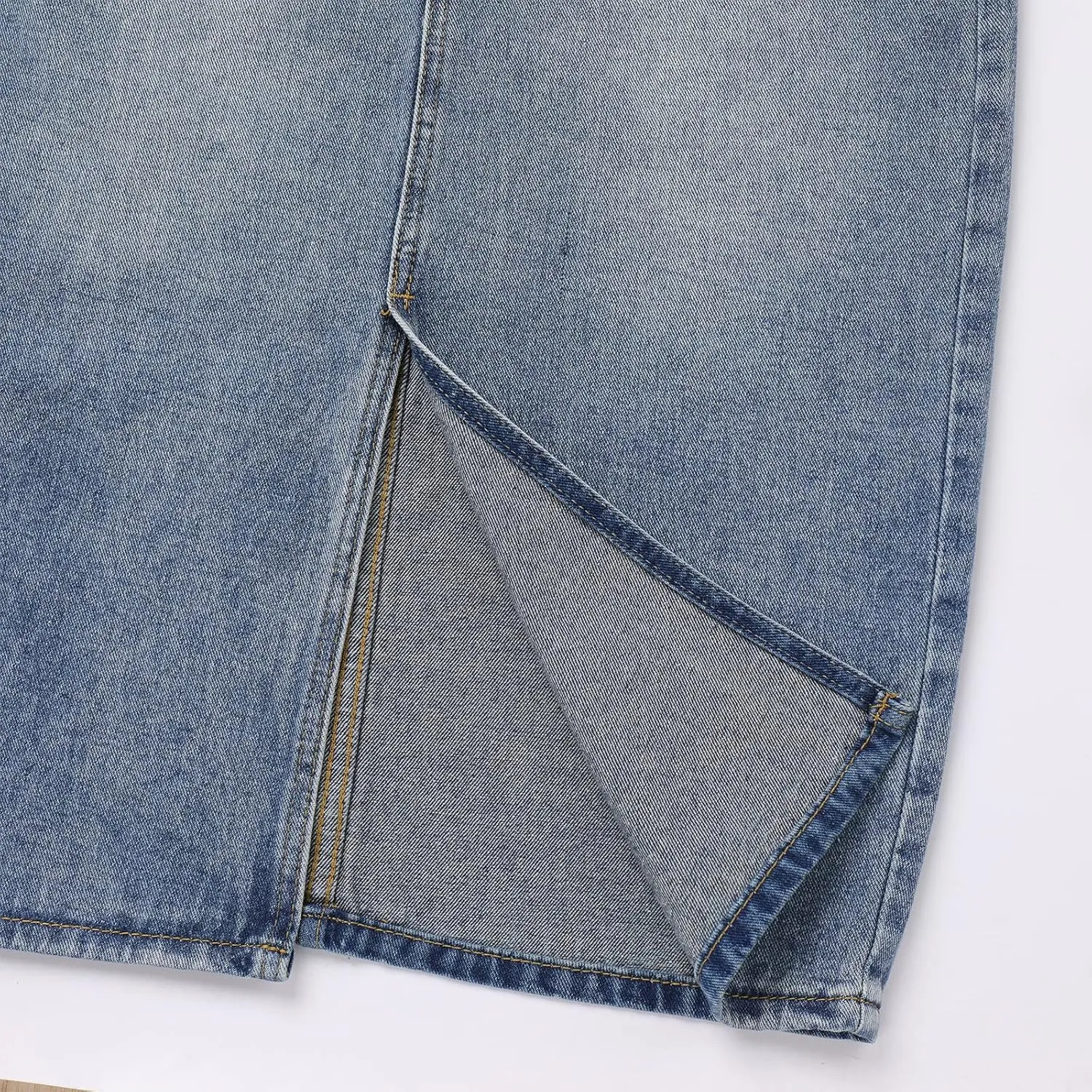 Women's Elegant High Waist Button Split Hem Skirts Long A Line Bodycon Denim Jean Skirts