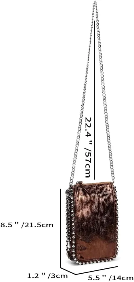 Womens Frosted Shoulder Handbag Fashionable Rivet Purse Small Cute Chain Crossbody Bag Lizard Patterned Phone Bag