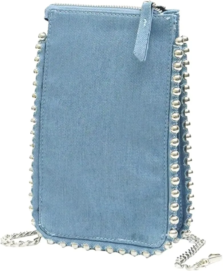 Womens Frosted Shoulder Handbag Fashionable Rivet Purse Small Cute Chain Crossbody Bag Lizard Patterned Phone Bag