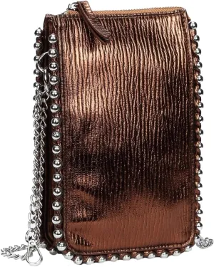 Womens Frosted Shoulder Handbag Fashionable Rivet Purse Small Cute Chain Crossbody Bag Lizard Patterned Phone Bag