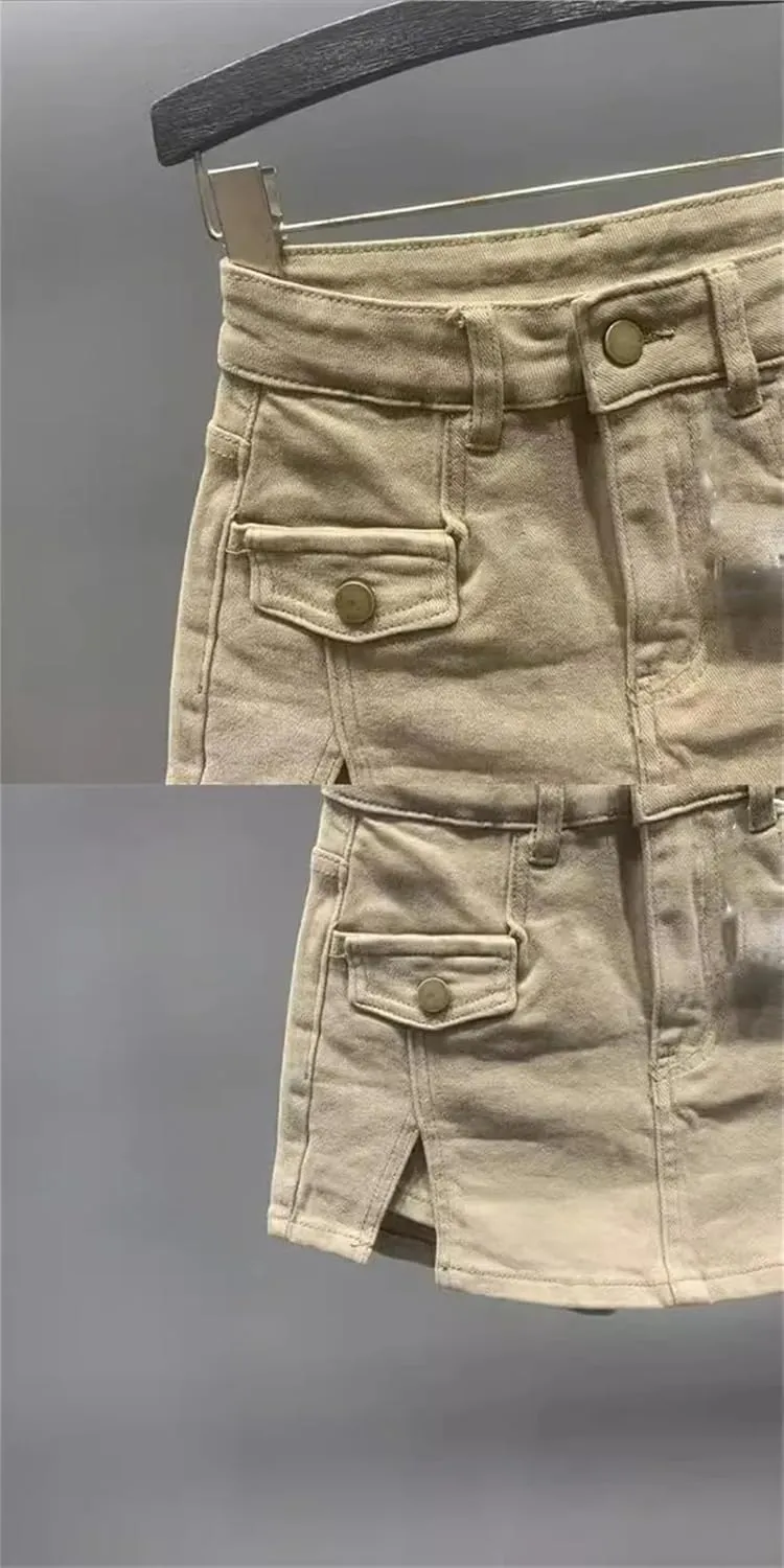 Women's High Waisted Denim Shorts Skirt Summer A-Line Short Skirt