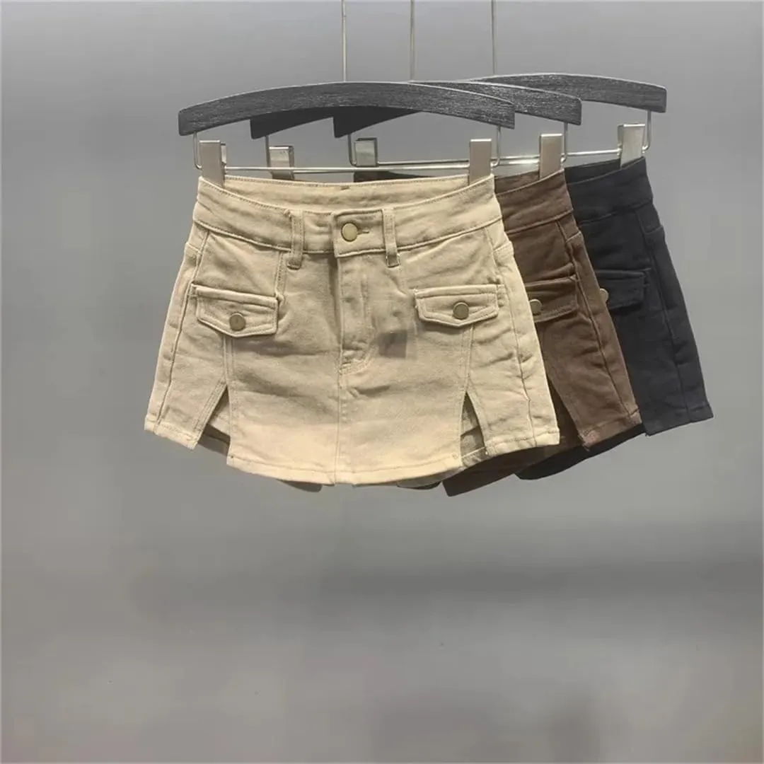 Women's High Waisted Denim Shorts Skirt Summer A-Line Short Skirt