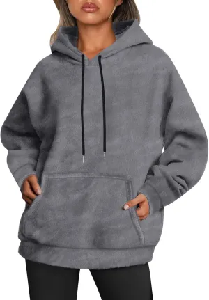 Women's Hooded Sweater Oversized Hoodies 2024 Trendy Basic Solid Loose Sweatshirt Fall Clothes Pullover with