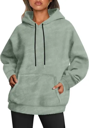 Women's Hooded Sweater Oversized Hoodies 2024 Trendy Basic Solid Loose Sweatshirt Fall Clothes Pullover with