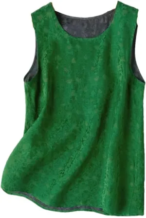 Women's Natural Mulberry-Silk Camisole Summer Double Wear Tank Tops Sleeveless Satin Vest