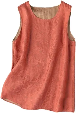 Women's Natural Mulberry-Silk Camisole Summer Double Wear Tank Tops Sleeveless Satin Vest