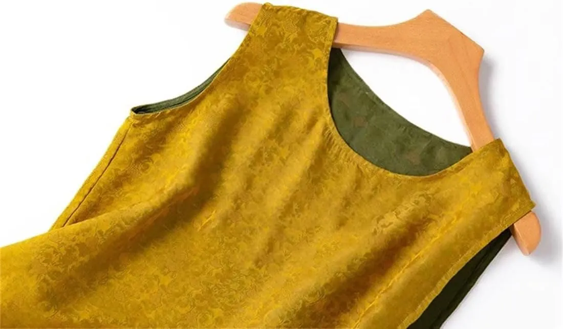 Women's Natural Mulberry-Silk Camisole Summer Double Wear Tank Tops Sleeveless Satin Vest