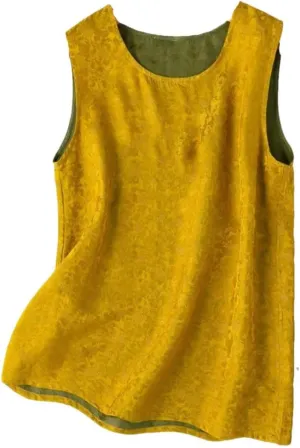 Women's Natural Mulberry-Silk Camisole Summer Double Wear Tank Tops Sleeveless Satin Vest