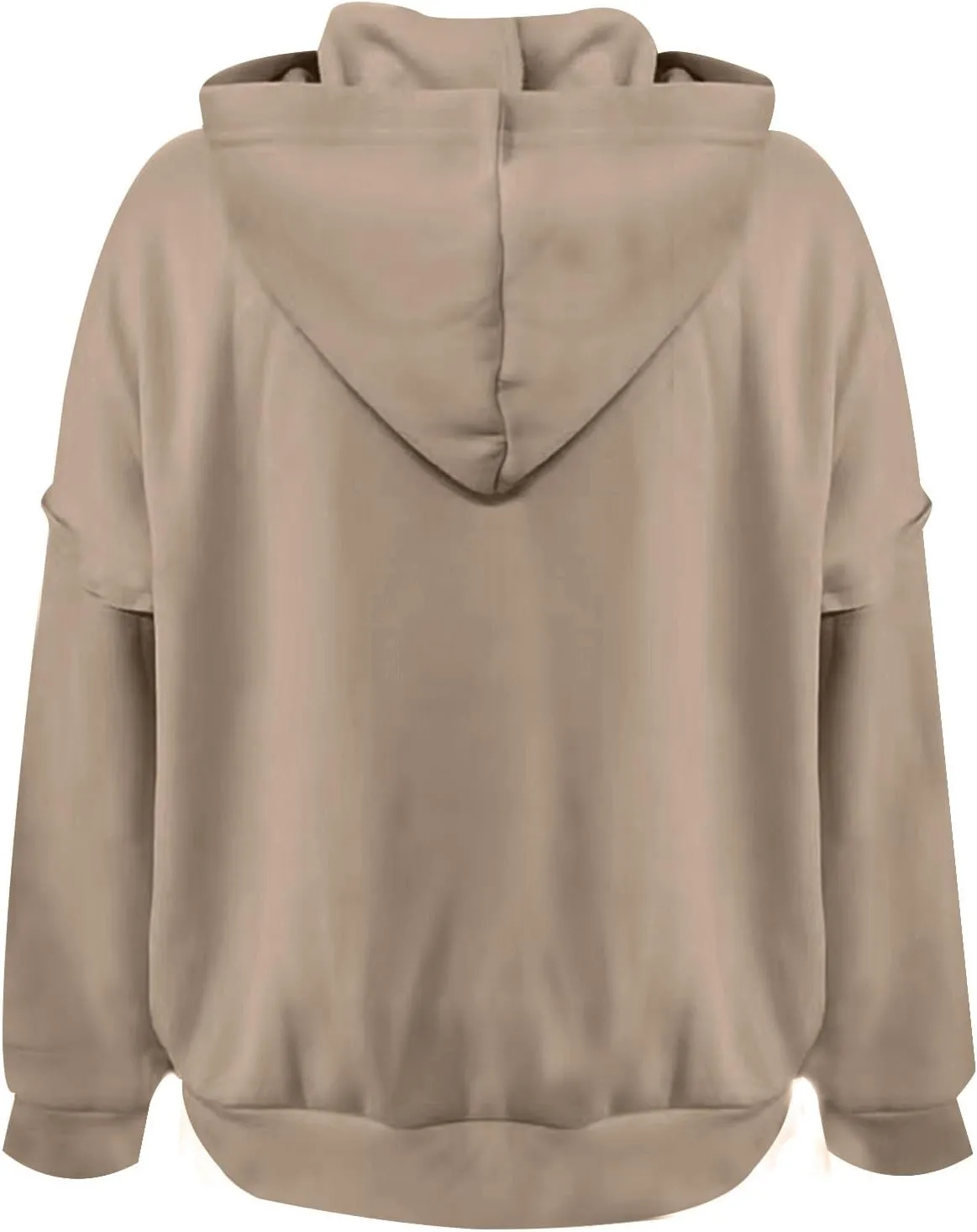 Womens Oversized Hoodies Trendy Loose Button v Neck Hooded Pullover Sweatshirt Fall Outfits 2024 Preppy Clothes