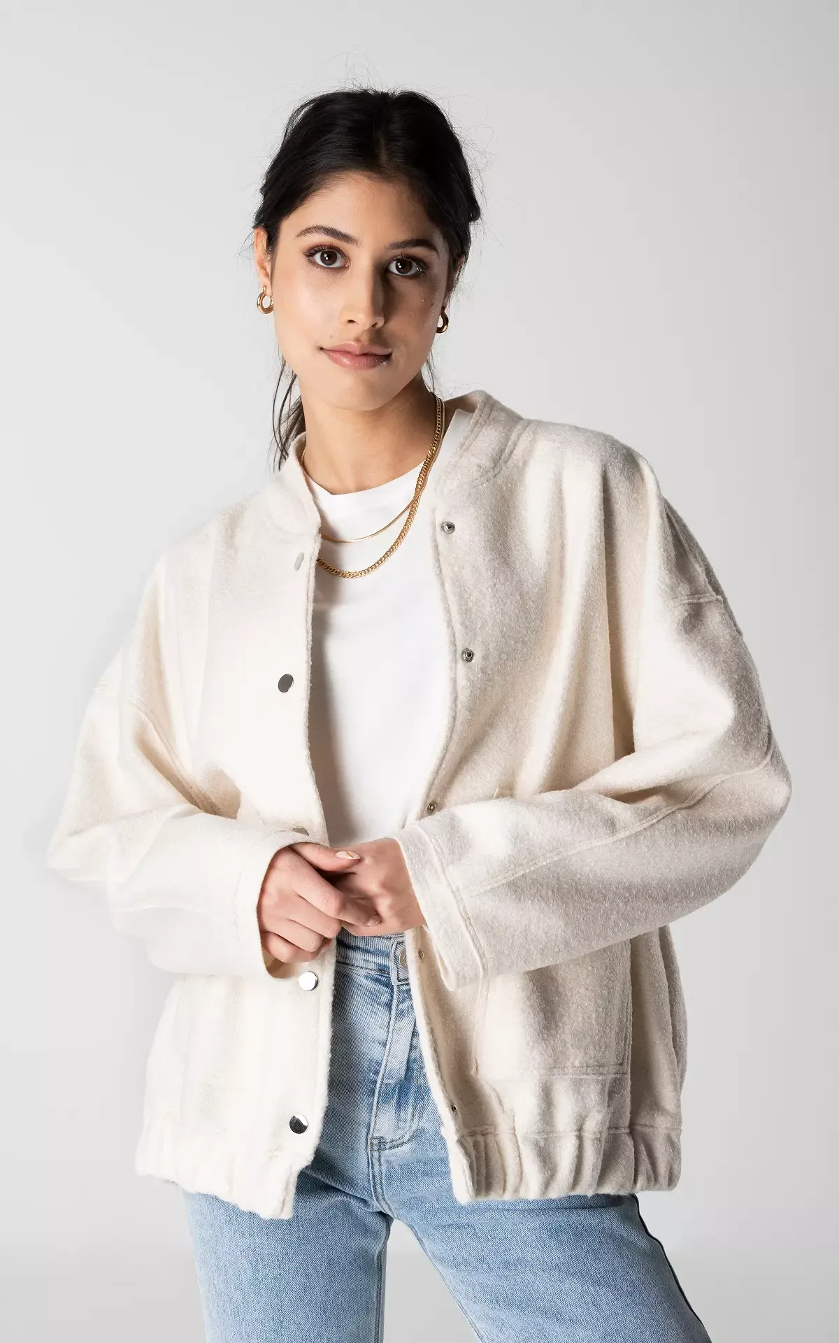 Women's Oversized Tweed Bomber Jacket