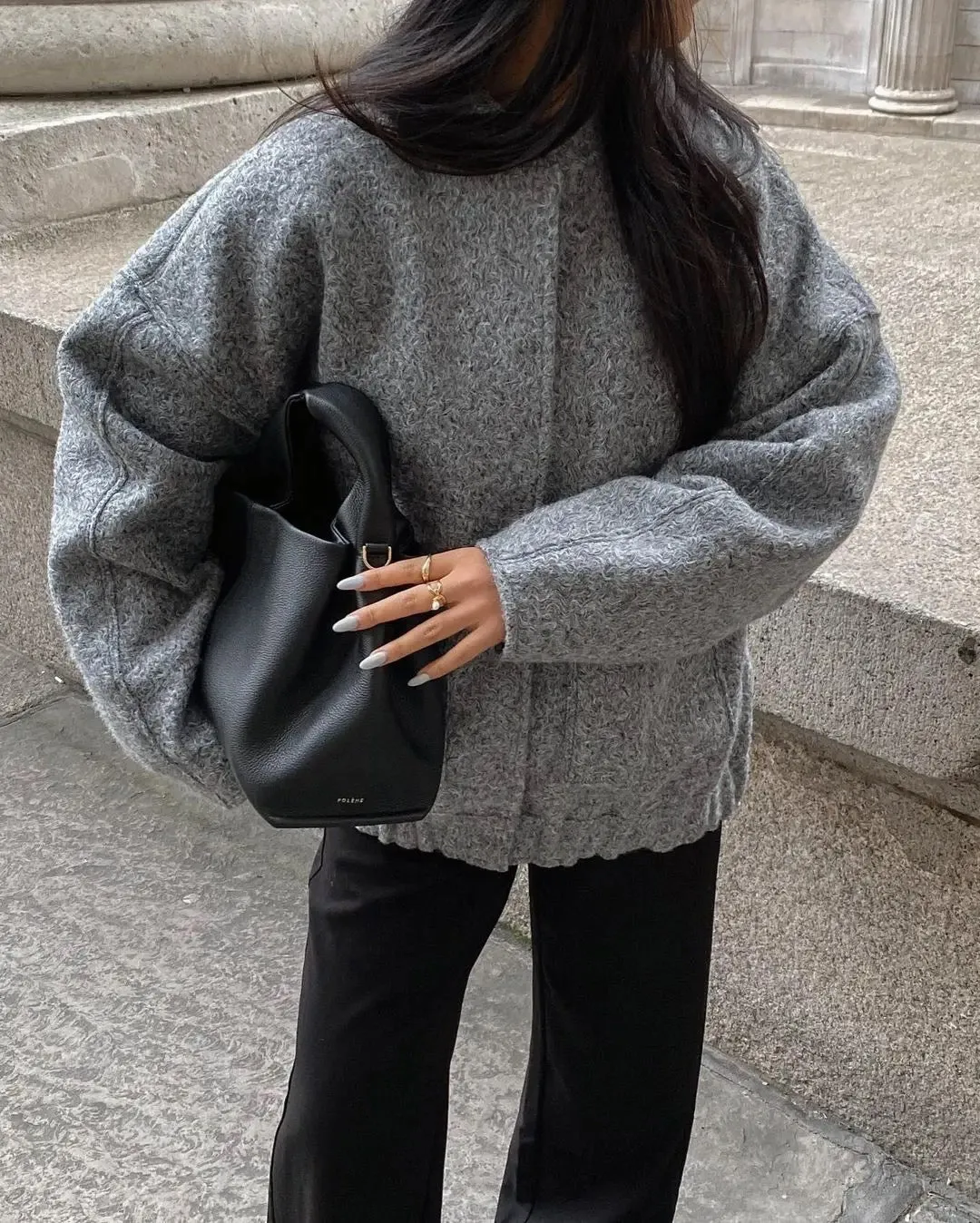 Women's Oversized Tweed Bomber Jacket