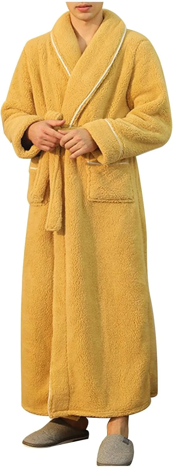 Women's Sherpa Plush Fluffy Robe Winter Warm Cozy Lounge Wear Flannel Bathrobes Soft Fluffy Nightwear Loungewear