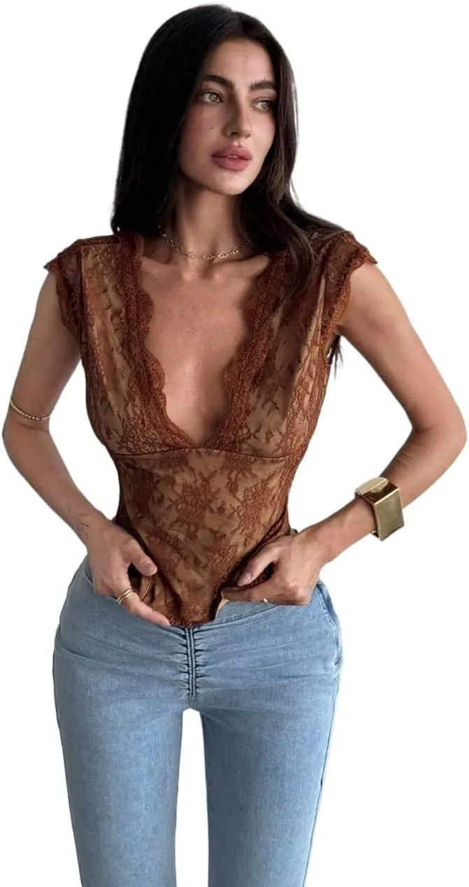 Women's Shirts Elegant Sexy Style V-Neck Lace Color Camisole Top Fashion Camis Tank Tops