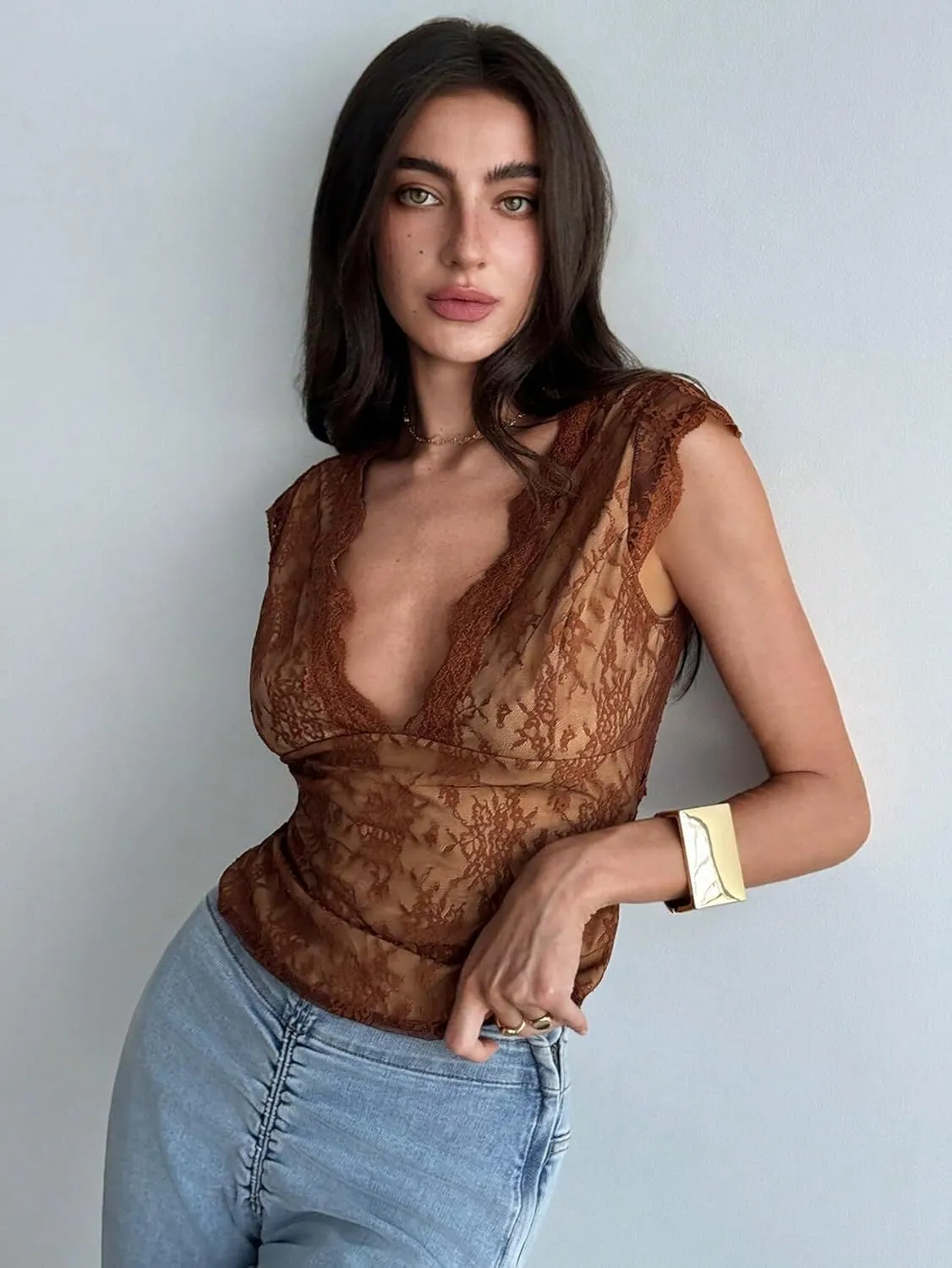 Women's Shirts Elegant Sexy Style V-Neck Lace Color Camisole Top Fashion Camis Tank Tops