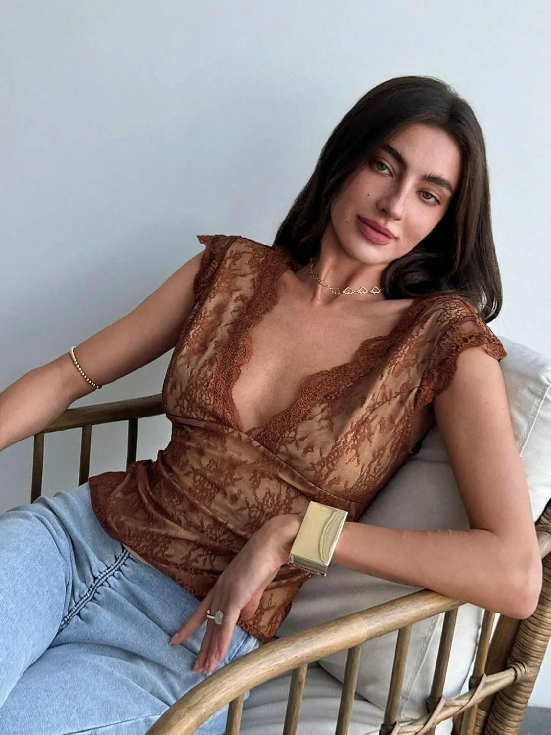 Women's Shirts Elegant Sexy Style V-Neck Lace Color Camisole Top Fashion Camis Tank Tops