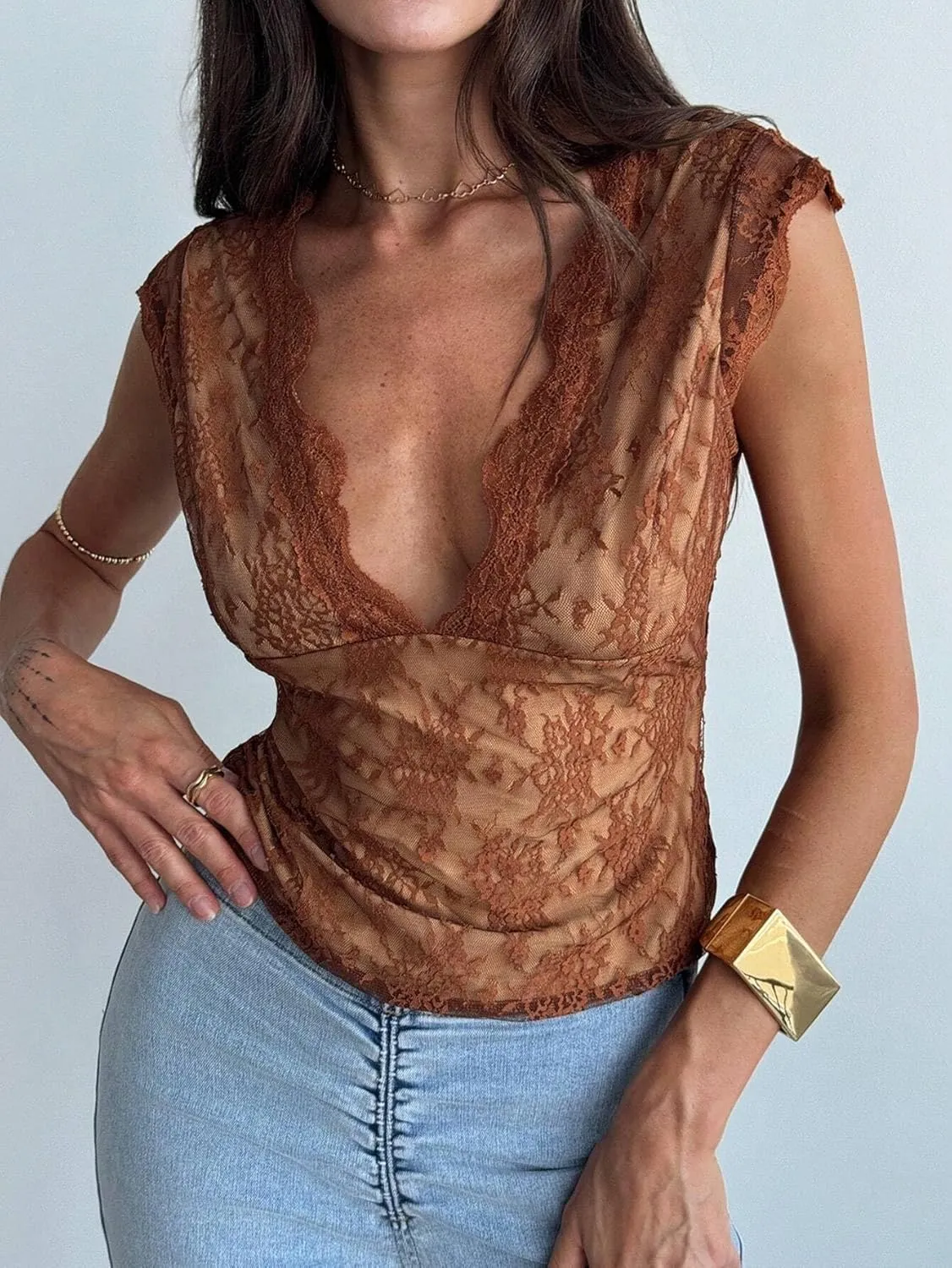 Women's Shirts Elegant Sexy Style V-Neck Lace Color Camisole Top Fashion Camis Tank Tops