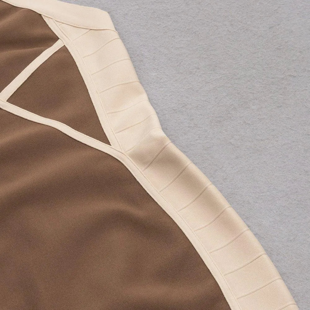 Women's Sleeveless Brown Bandage Mini Dress - Summer & Formal Floral GFIT