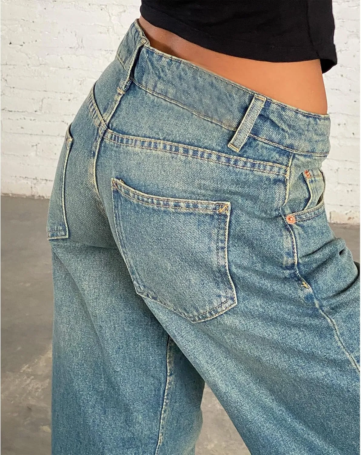 Women's Y2K Wide Leg Denim Pants Baggy Low Waist Wide Leg Boyfriend Jeans Casual Vintage Loose Jeans Streetwear