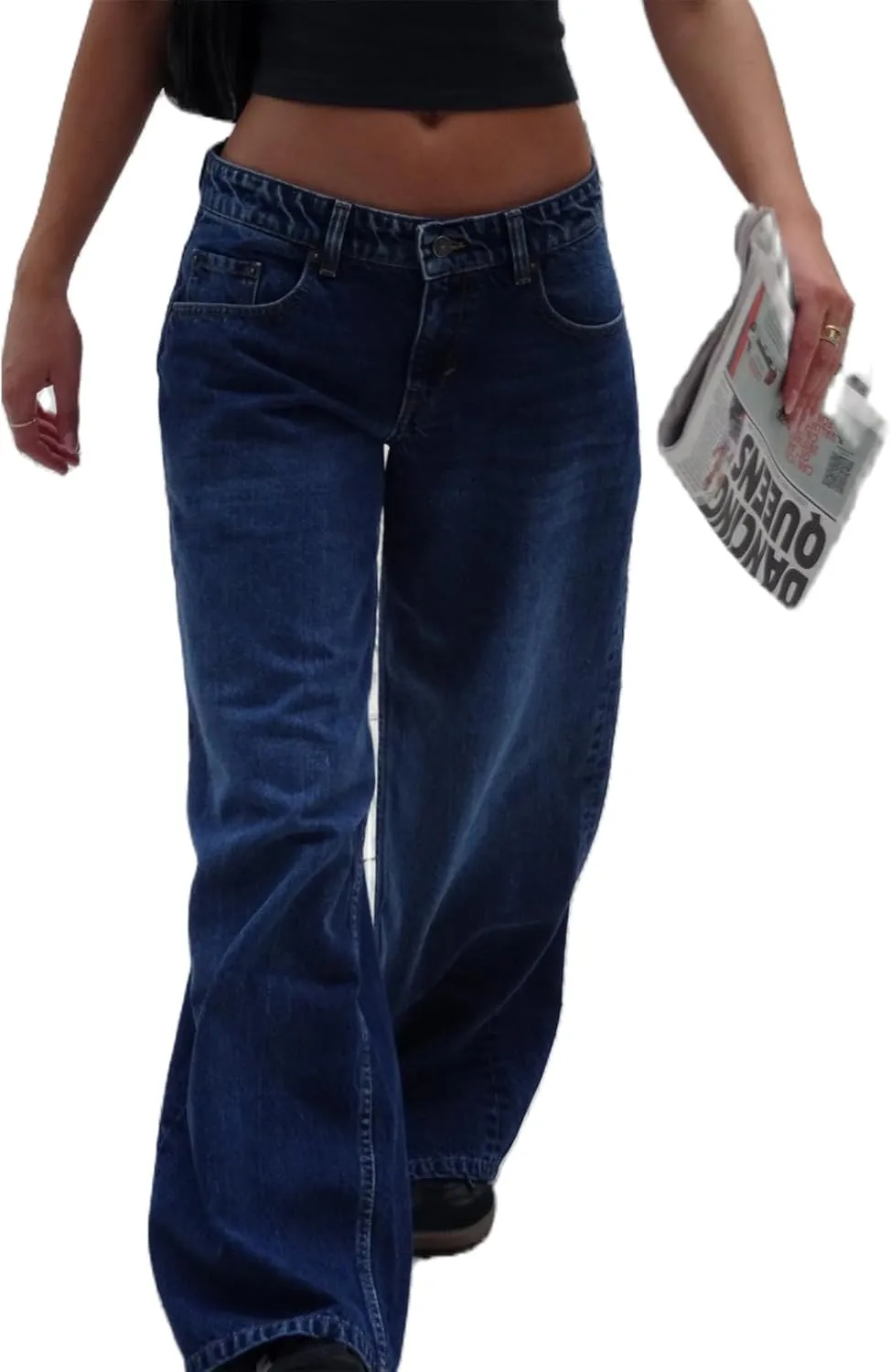 Women's Y2K Wide Leg Denim Pants Baggy Low Waist Wide Leg Boyfriend Jeans Casual Vintage Loose Jeans Streetwear