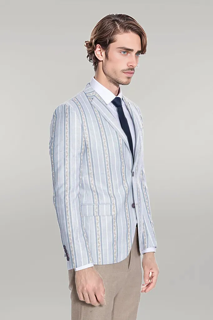 WSS Slim Fit Striped Blue Men Blazer  - Singen