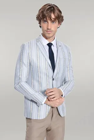 WSS Slim Fit Striped Blue Men Blazer  - Singen