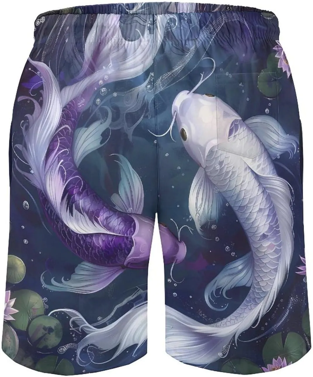 Yin And Yang Japanese Fish Men's Swim Trunks Quick Dry Board Shorts Breathable Summer Beach Shorts Bathing Suits